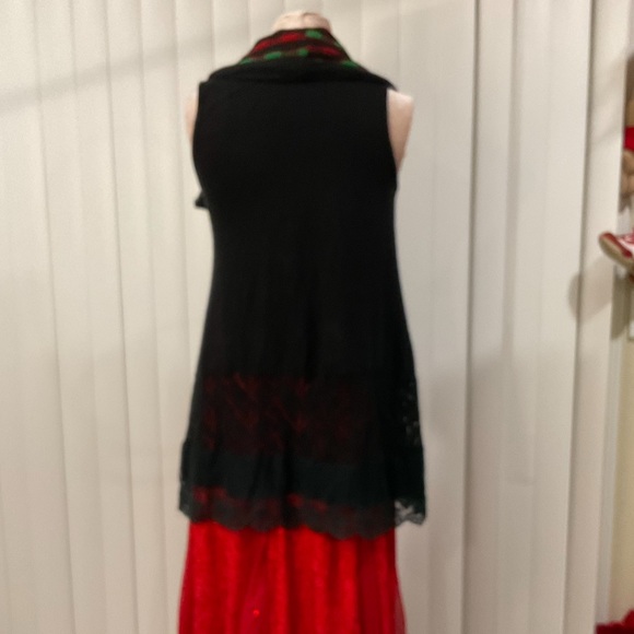 Lanvie lightweight Christmas cardigan sweater vest cascade zipper front tunic S - Picture 8 of 15